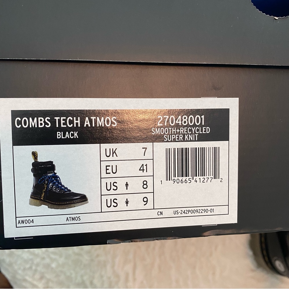 π€ππ©· ATMOS X DR MARTENS COMBS TECH ATMOS BLACK BOOTS MENS 8 WMNS 9 ππ©·π€ - Picture 16 of 16